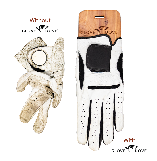 Example of gloves with and without GLOVE DOVE®